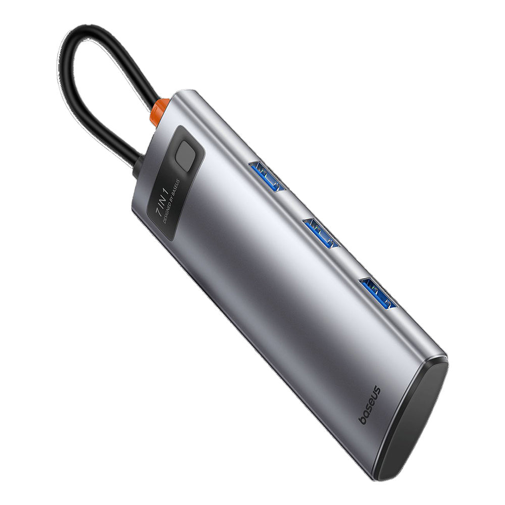 Baseus - Docking - Type-C to HDMI 4K@60Hz, 3 x USB, Type-C, SD, TF - Space Grey