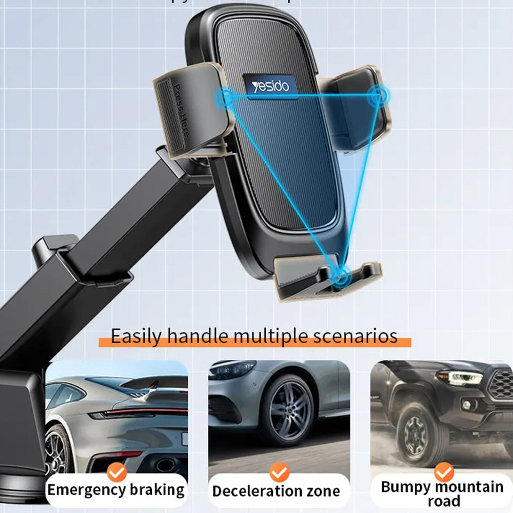 Car Holder (C262) - Gravity Grip, Dashboard/Windshield - Black