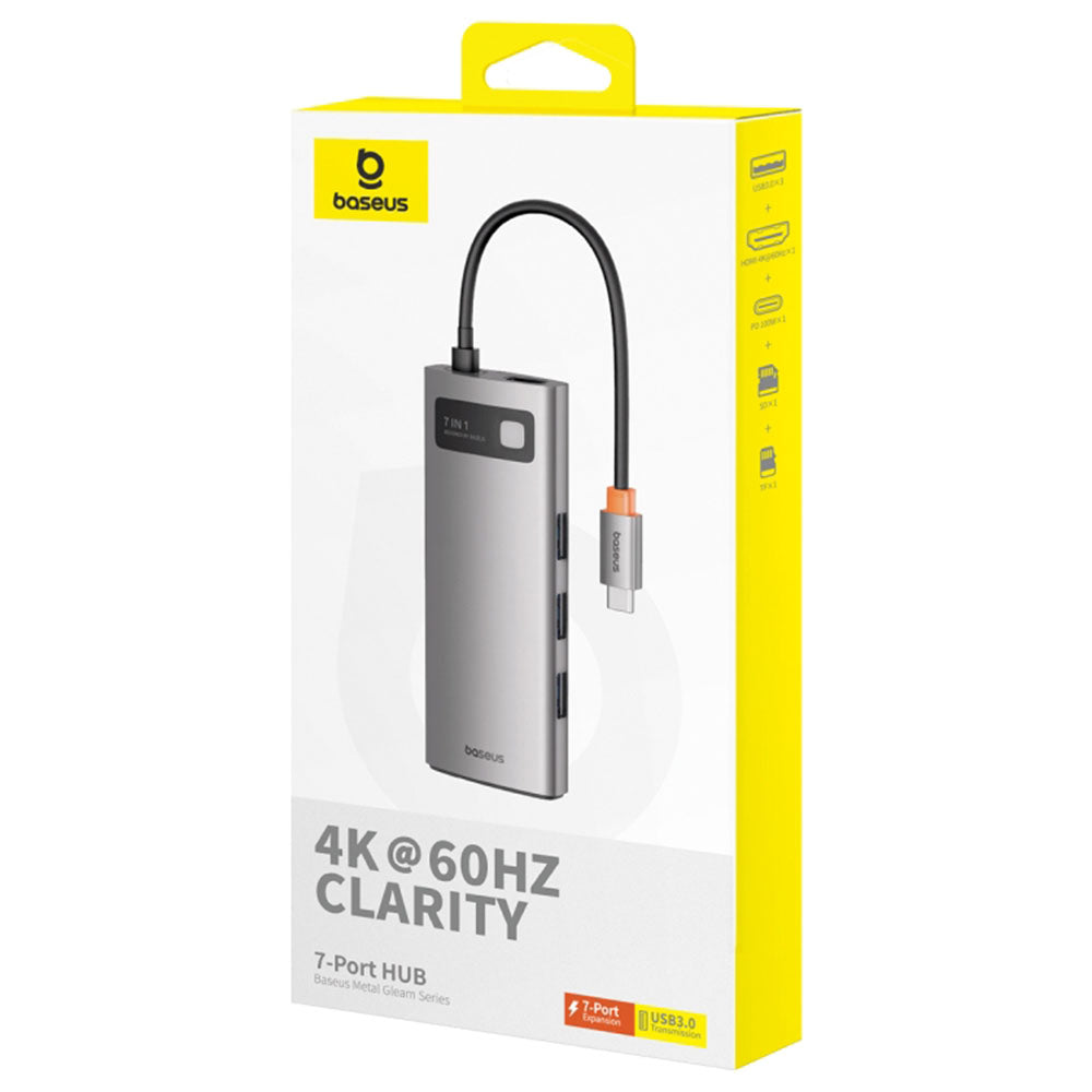 Baseus - Docking - Type-C to HDMI 4K@60Hz, 3 x USB, Type-C, SD, TF - Space Grey
