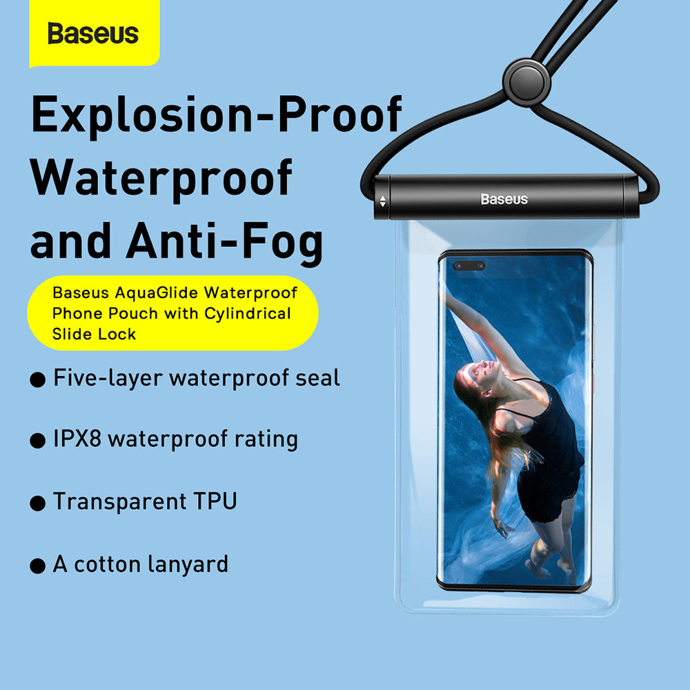 Baseus - Waterproof Case - IPX8 for Phone 7.2" - Black