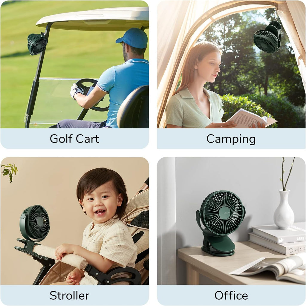 JisuLife - Premium Mini Clip Fan Life1 - Portable, 4000mAh - Green