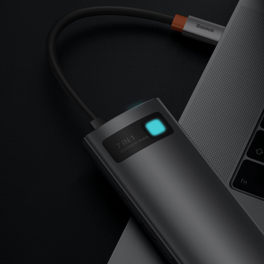 Baseus - Docking - Type-C to HDMI 4K@60Hz, 3 x USB, Type-C, SD, TF - Space Grey