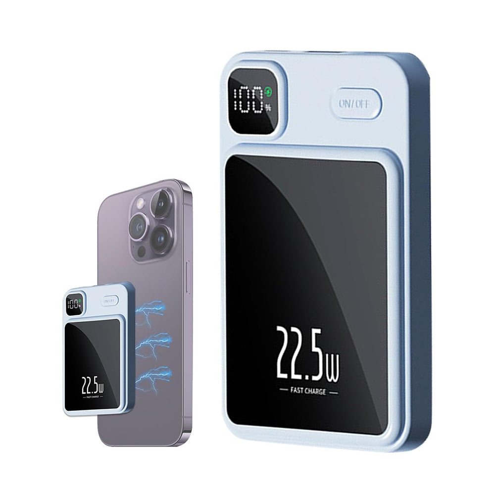 Wireless MagSafe Power Bank - 2x Type-C, USB, 22.5W, 10000mAh - Sky Blue