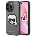 KARL LAGERFELD case for IPHONE 14 Pro (Saffiano With Karl Head Patch) silver