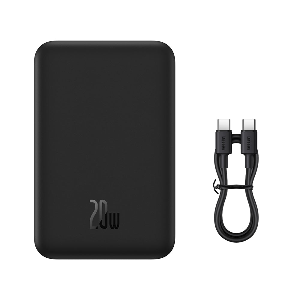 Baseus - Power Bank Mini - Type-C, MagSafe Charging, 20W, 20000mAh, 30cm - Black