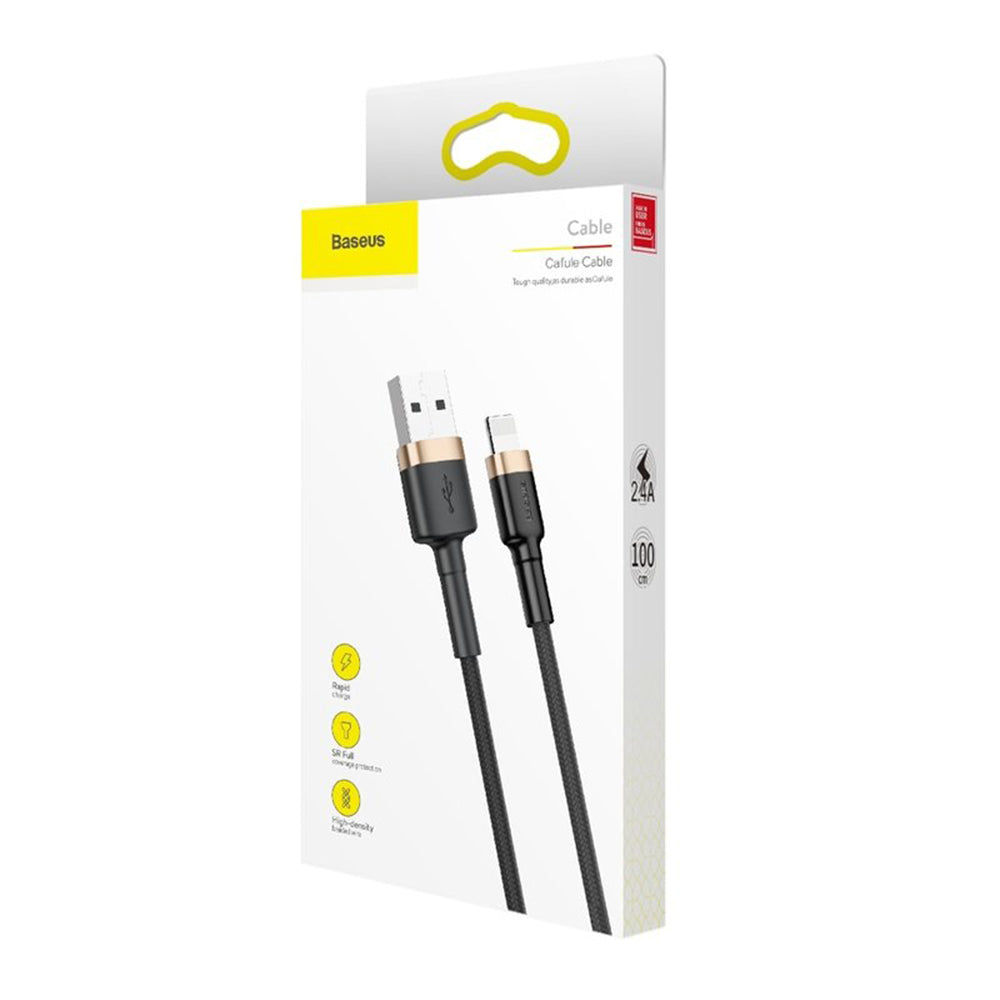 Baseus - Data Cable Cafule - USB to Lightning, 1m - Black/Gold