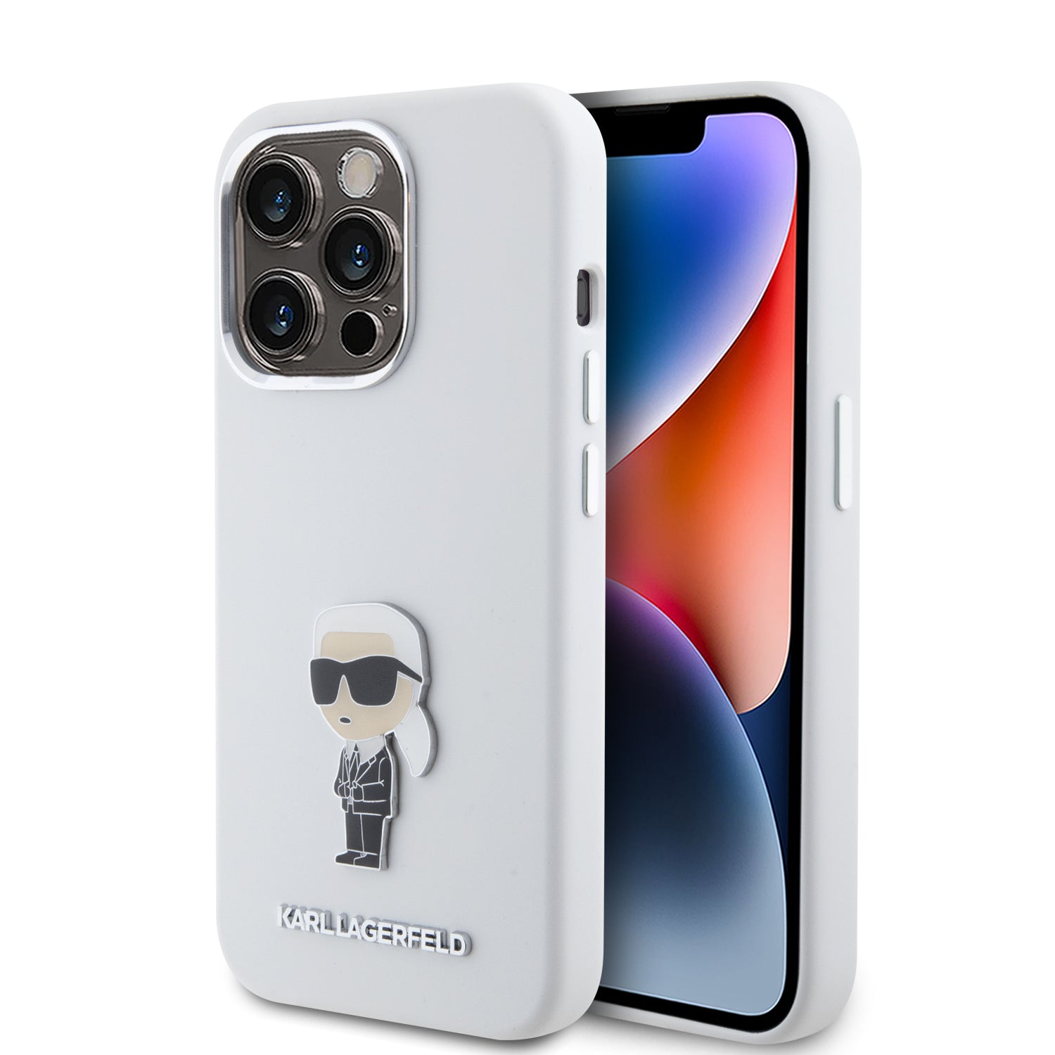 Karl Lagerfeld Pin Hard Case – iPhone 15 Pro (White – KLHCP15LSMHKNPH)