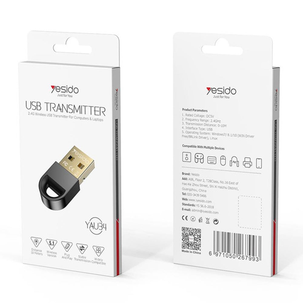 USB Transmitter (YAU34) - USB to Bluetooth, for Computers - Black