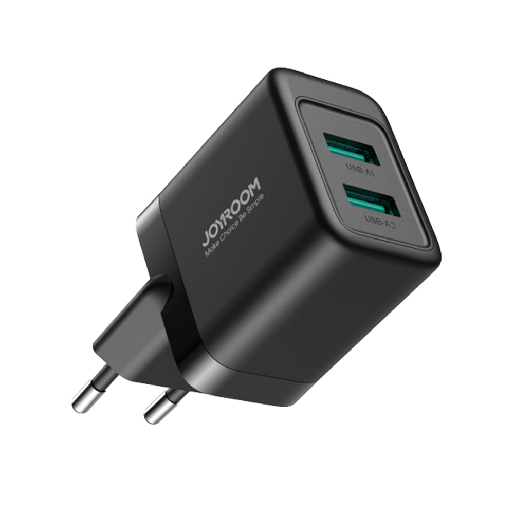 JoyRoom - Wall Charger - Dual USB, EU Plug, Quick Charge - Black