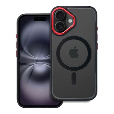 COLOR EDGE MAG COVER case compatible with MagSafe for IPHONE 16 black red