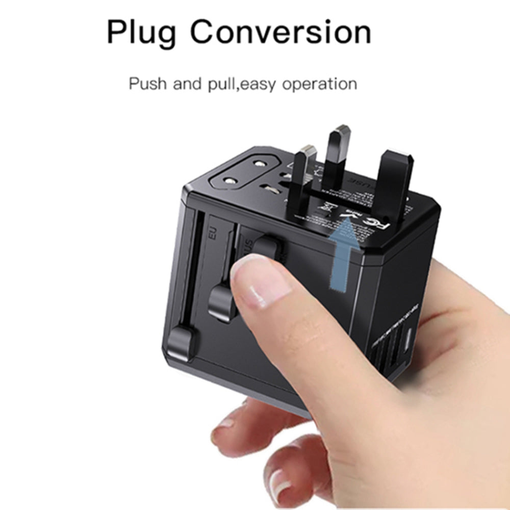 Wall Charger (MC10) - 3x USB, Type-C, EU/UK/US/AUS, 3.6A - Black