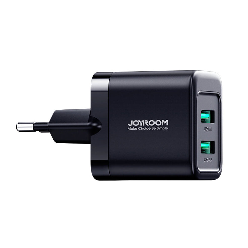 JoyRoom - Wall Charger - Dual USB, EU Plug, Quick Charge - Black