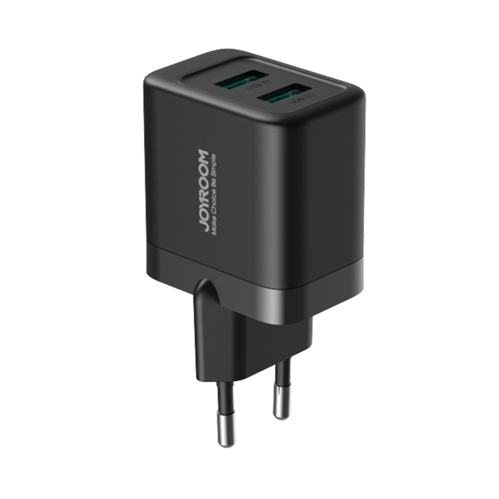JoyRoom - Wall Charger - Dual USB, EU Plug, Quick Charge - Black