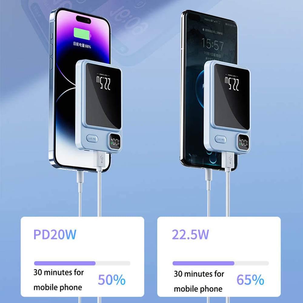 Wireless MagSafe Power Bank - 2x Type-C, USB, 22.5W, 10000mAh - Sky Blue