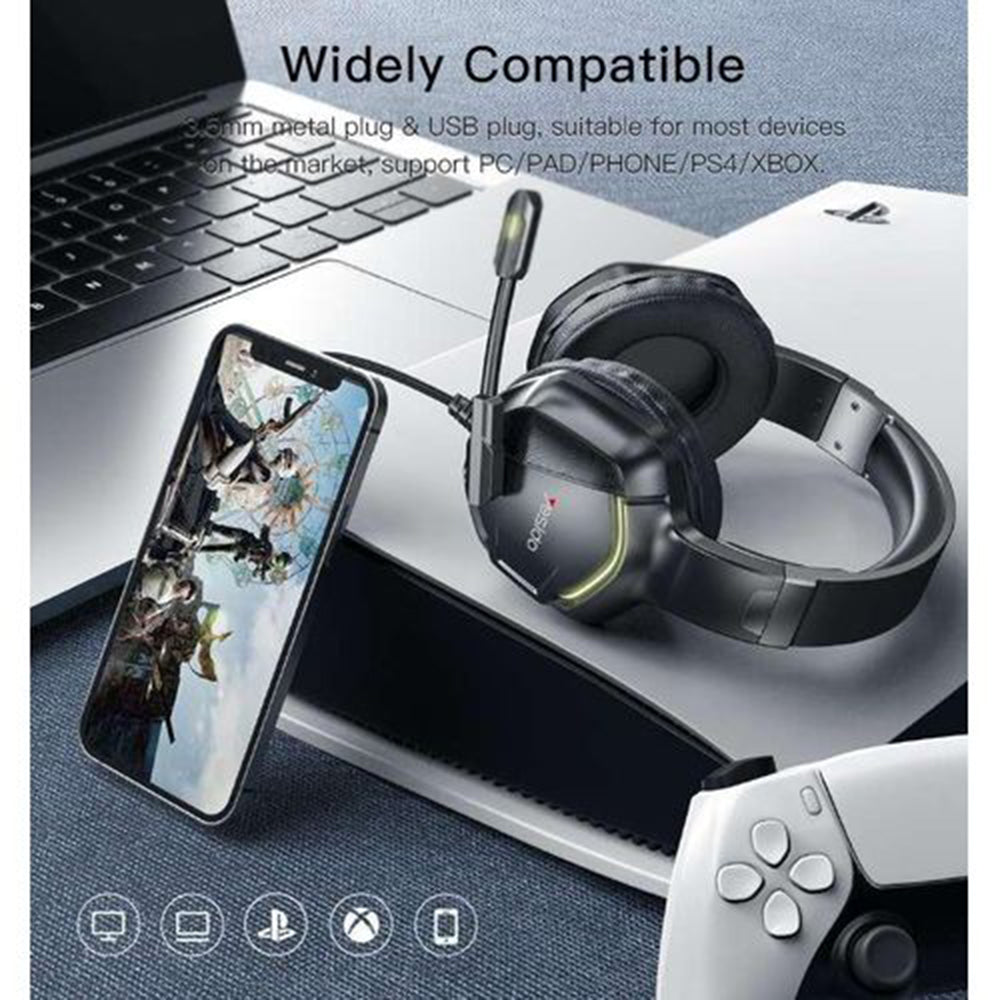 Yesido - Wired Headphones - Gaming, with Microphone, RGB LED - Black