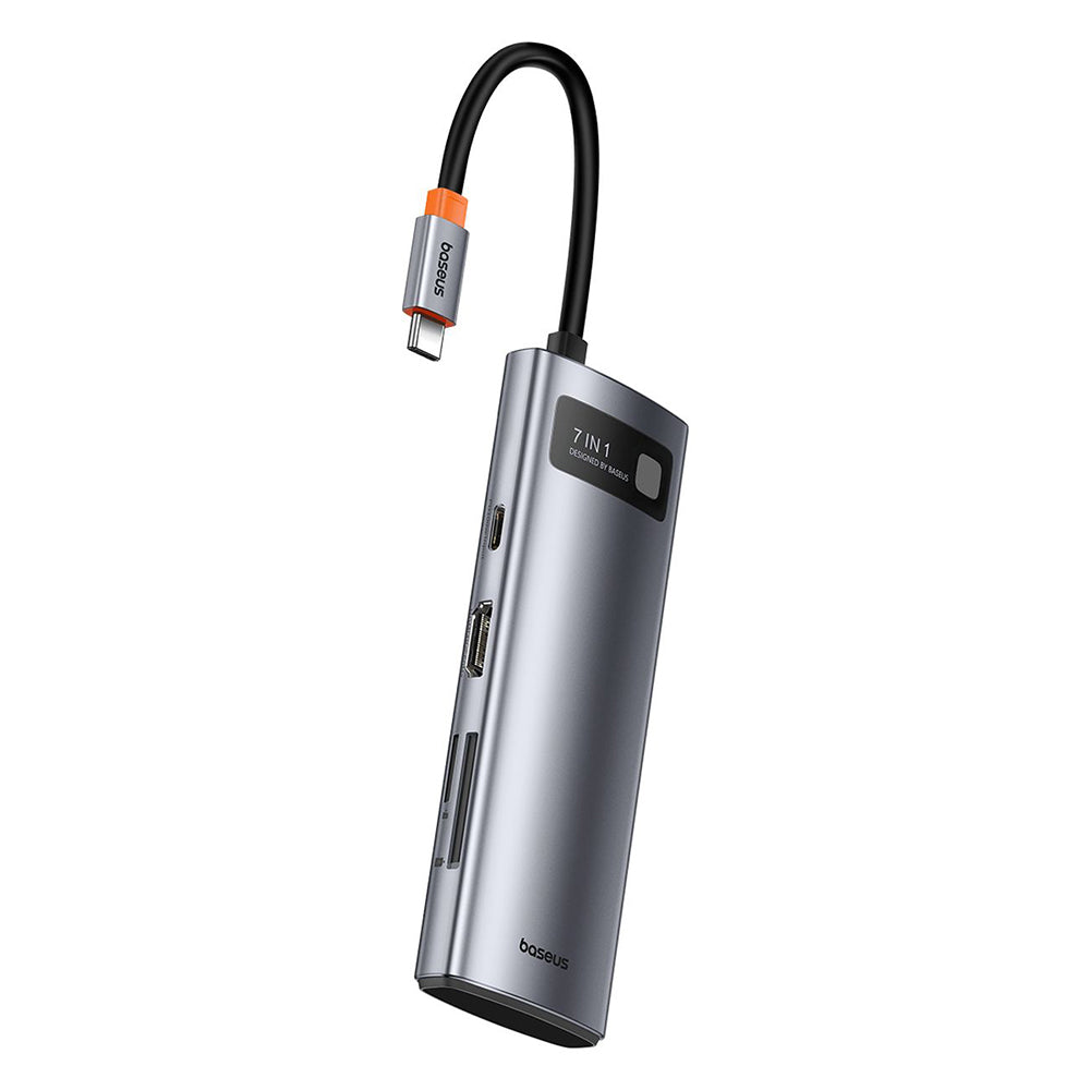 Baseus - Docking - Type-C to HDMI 4K@60Hz, 3 x USB, Type-C, SD, TF - Space Grey