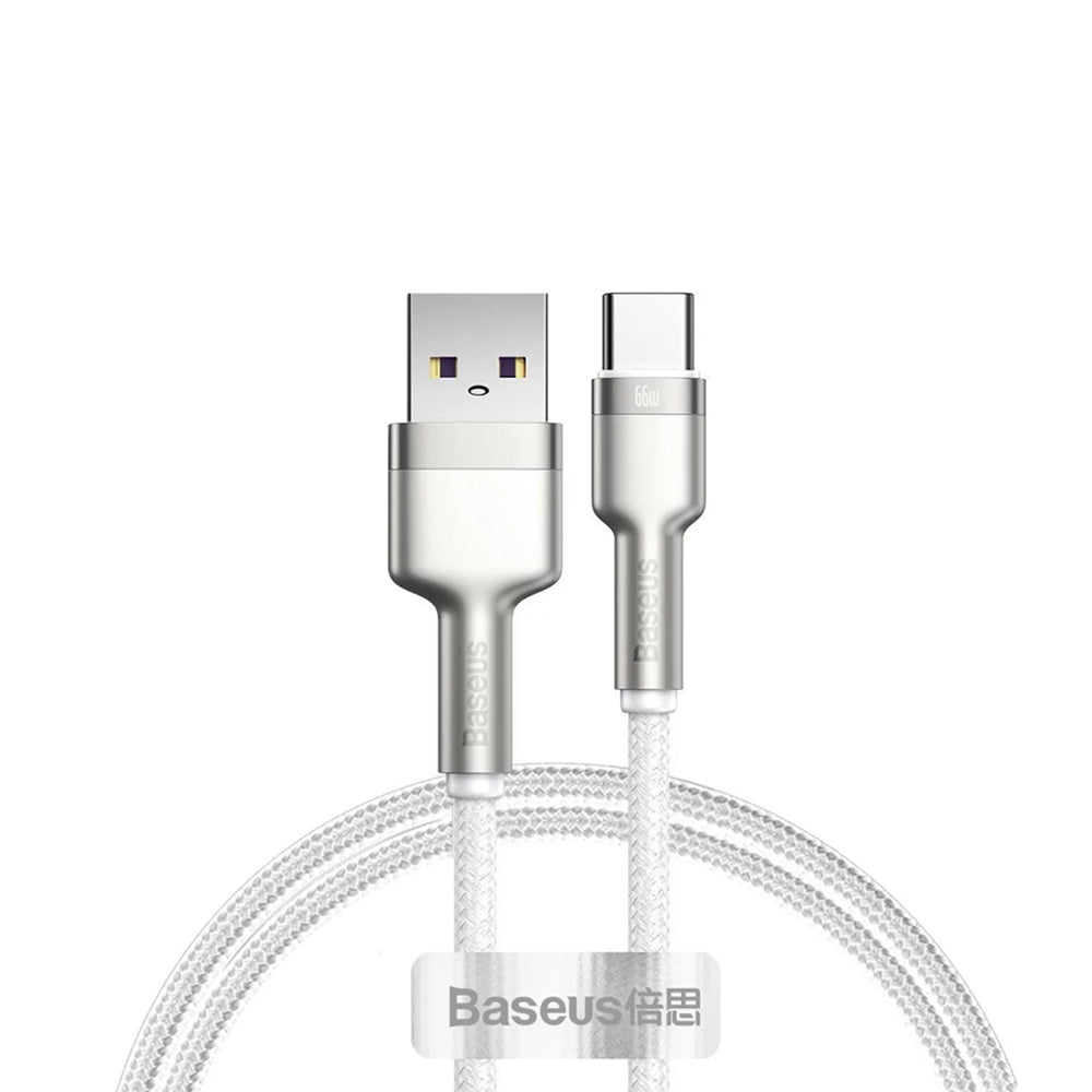Baseus - Data Cable - USB to Type-C Fast Charging, 66W, 6A, 1m - White