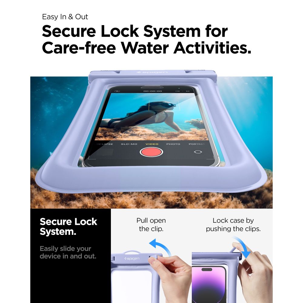 Spigen - Waterproof Case - IPX8, for Phone, max 6.9" - Aqua Blue