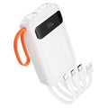 Powerbank Hoco 10000 mAh with built-in cables and double light J151 white