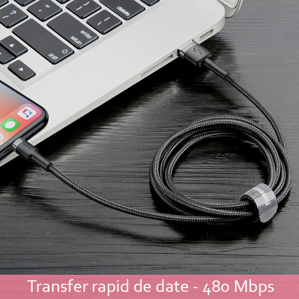 Baseus - Data Cable Cafule - USB to Lightning, 1m - Black/Gold