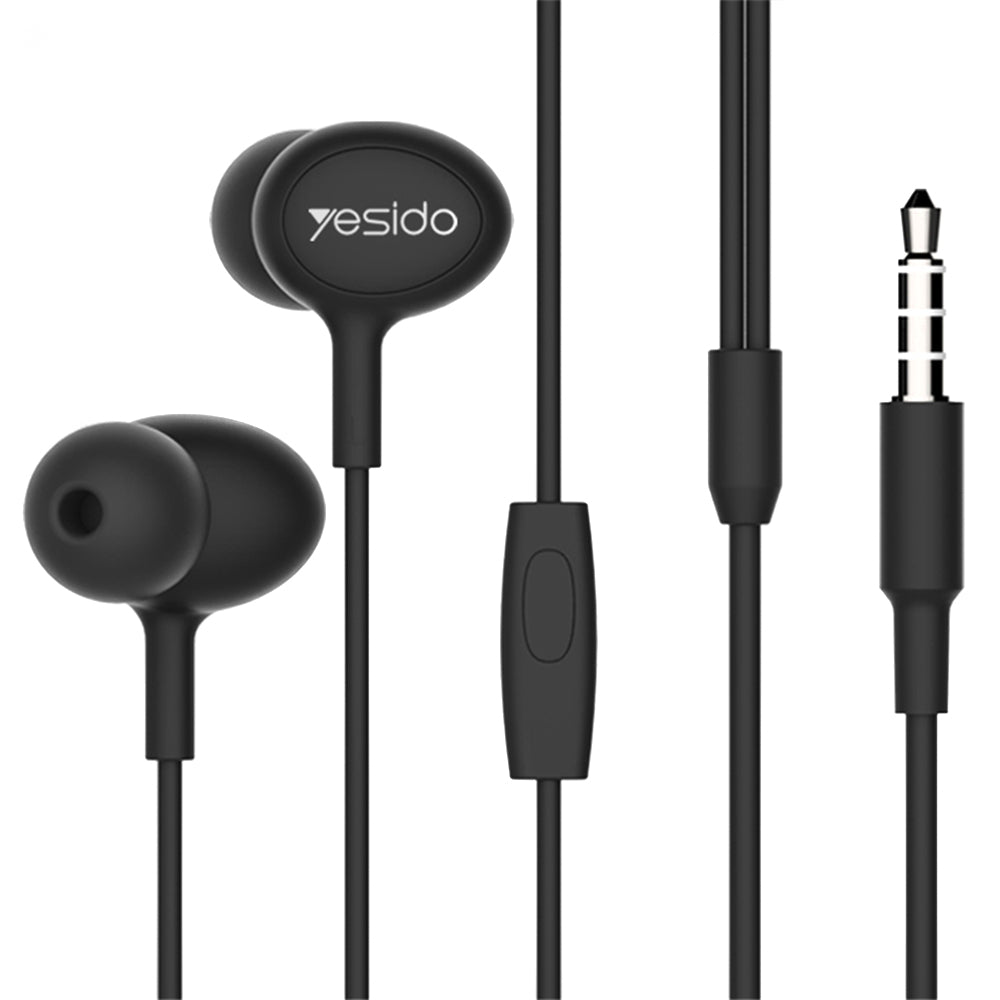 Stereo Earphones (YH13) - 3.5mm, Microphone, 1.2m - Black