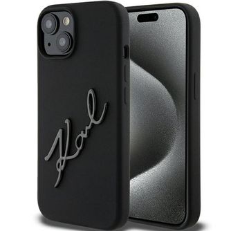 KARL LAGERFELD case for IPHONE 15 (Silicone Karl Script Logo)
black