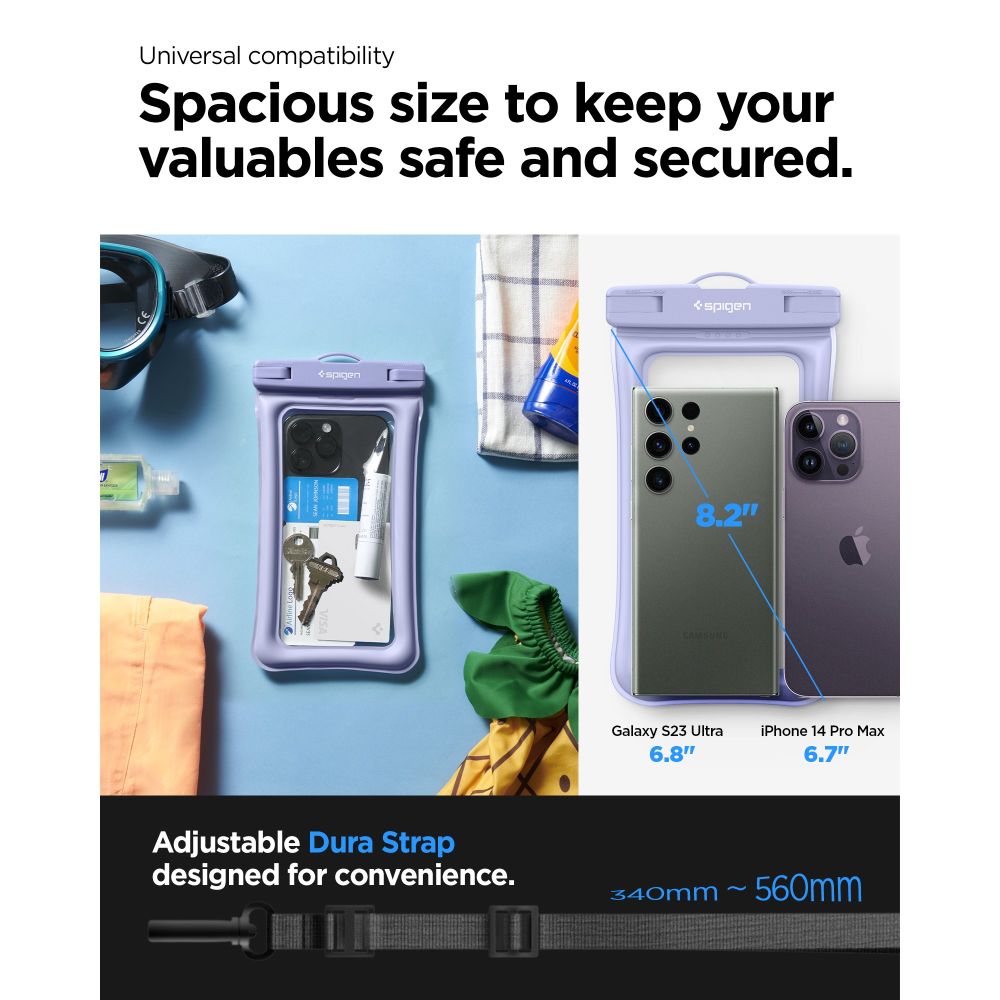 Spigen - Waterproof Case - IPX8, for Phone, max 6.9" - Aqua Blue