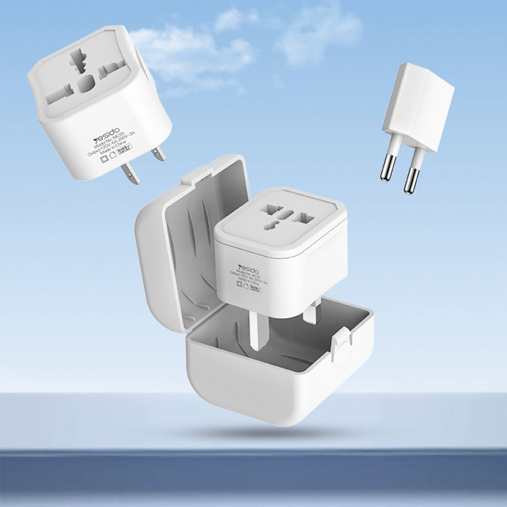 Yesido - Travel Adapter Plug - Universal, AC for CN/US/EU/UK, 750W - White