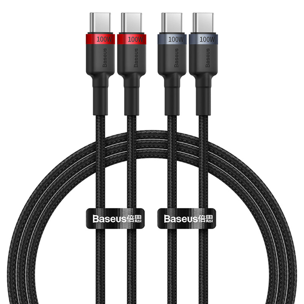 Baseus - (2pk) Cable Cafule - Type-C 100W, 1m - Black/Red