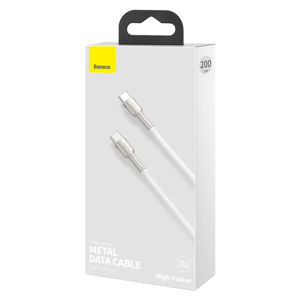 Baseus - Data Cable - Type-C to Type-C, 100W, 480Mbps, 20V, 5A, 1m - White