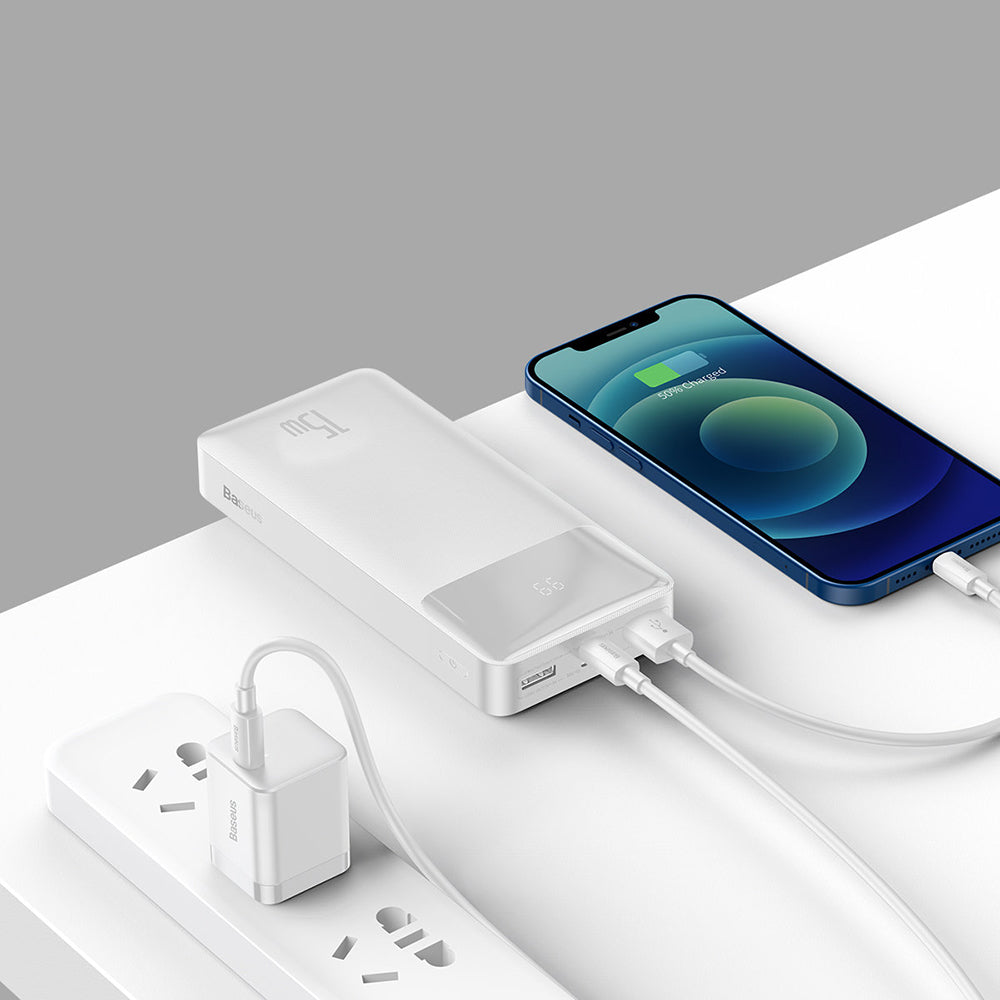 Baseus - Power Bank Bipow - Digital Display 20000mAh - White