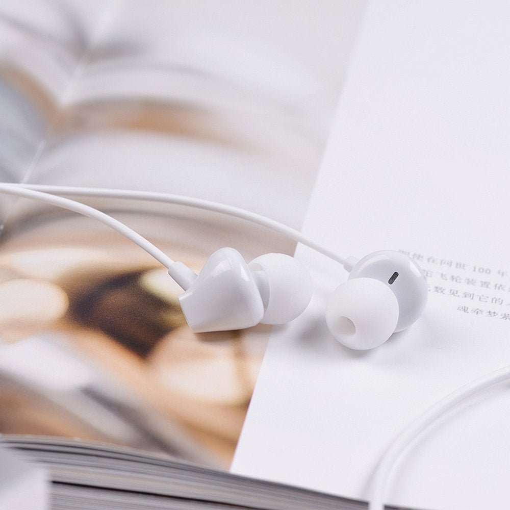 Wired Earphones Perfect Sound - Hi-Fi Stereo, 3.5mm, Microphone, 1.2m - White