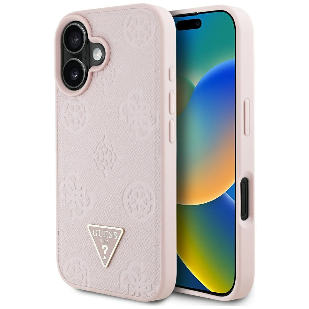 Guess - Peony Grained Hot Stamp Triangle MagSafe - iPhone 16 - Pink