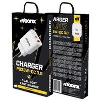 MOONX wall charger MC07 PD 33W 1xUSB-C + 1xUSB QC3.0 White
