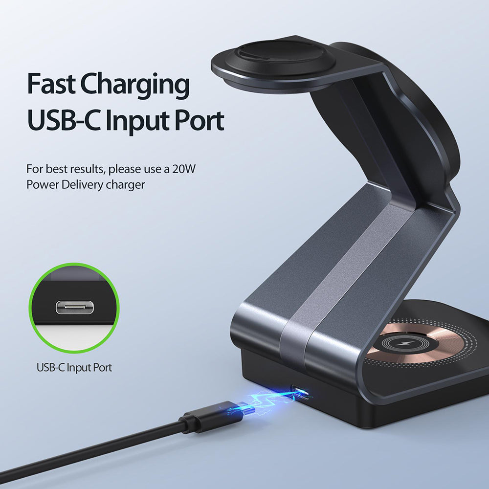 Wireless Charging Station 3in1 (W15) - MagSafe, for iPhone, Watch, AirPods