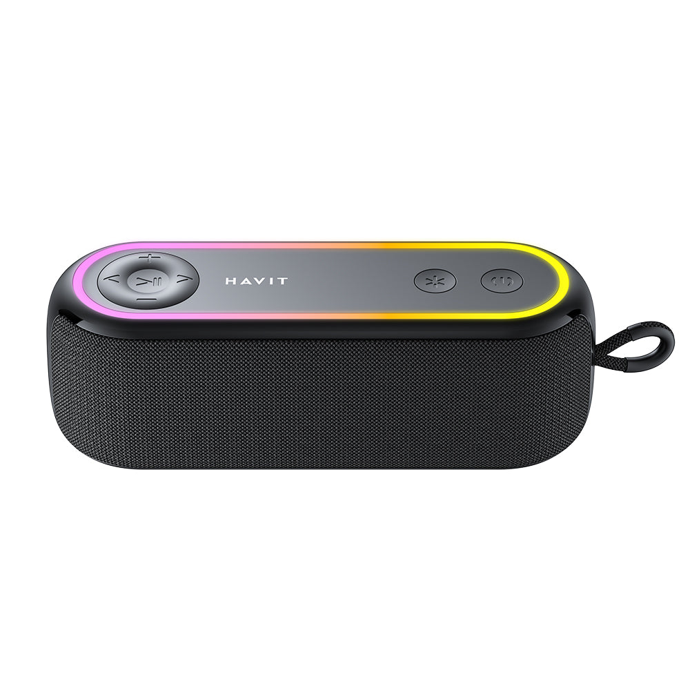 Havit - Wireless Speaker - USB-C, Bluetooth 5.3, RGB, IPX5, 2400mAh - Black
