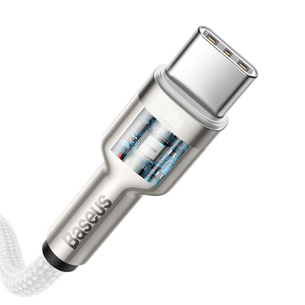 Baseus - Data Cable - Type-C to Type-C, 100W, 480Mbps, 20V, 5A, 1m - White