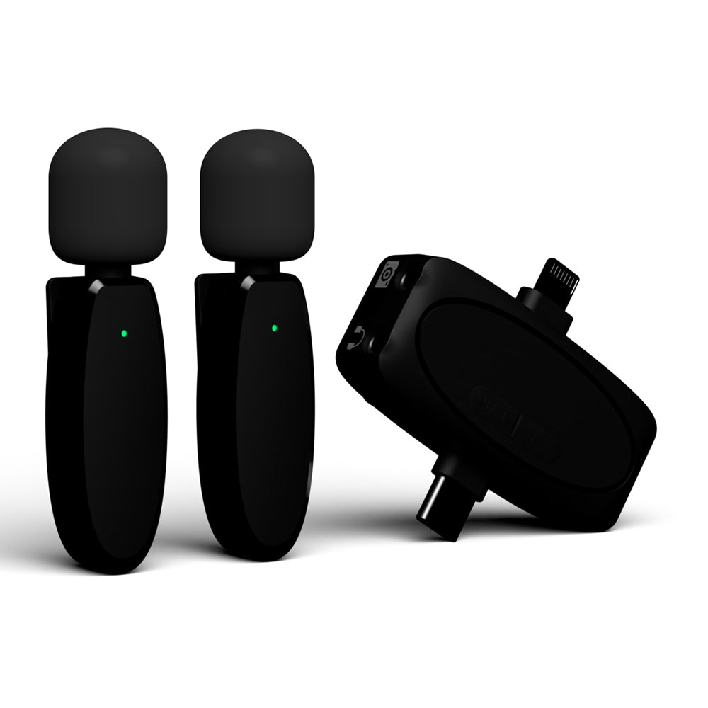 Yesido - (2 pack) Wireless Mic- 3 in 1 Receiver, Lighting, 3.5mm Jack- Black