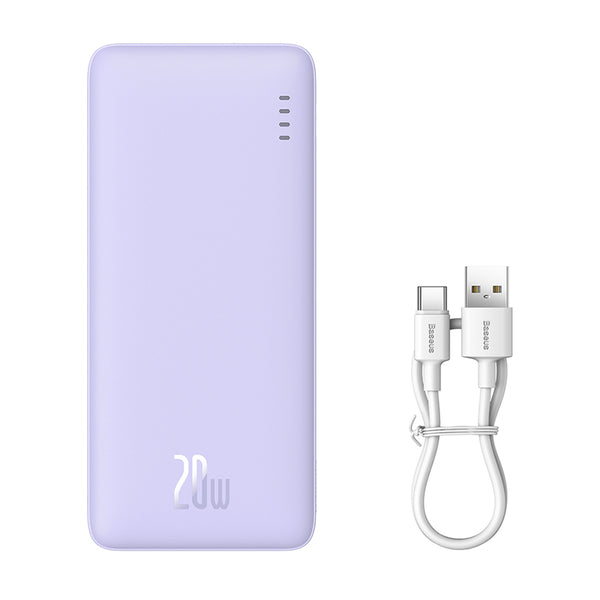 Baseus - Power Bank Airpow - 20W, 10000mAh, w/Cable USB-C - Nebula Purple