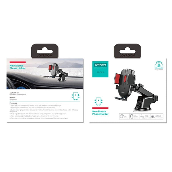 Joyroom car phone holder with extendable arm for dashboard and window black