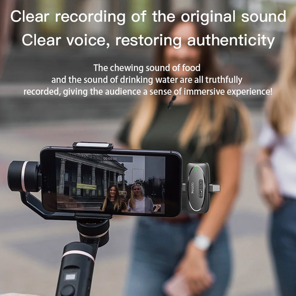 Yesido - (2 pack) Wireless Mic- 3 in 1 Receiver, Lighting, 3.5mm Jack- Black