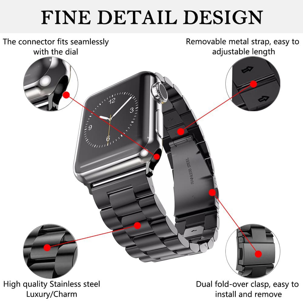 Watchband (W036) - Apple Watch 1/2/3/4/5/6/7/8/9/SE/Ultra (42/44/45mm) - Black