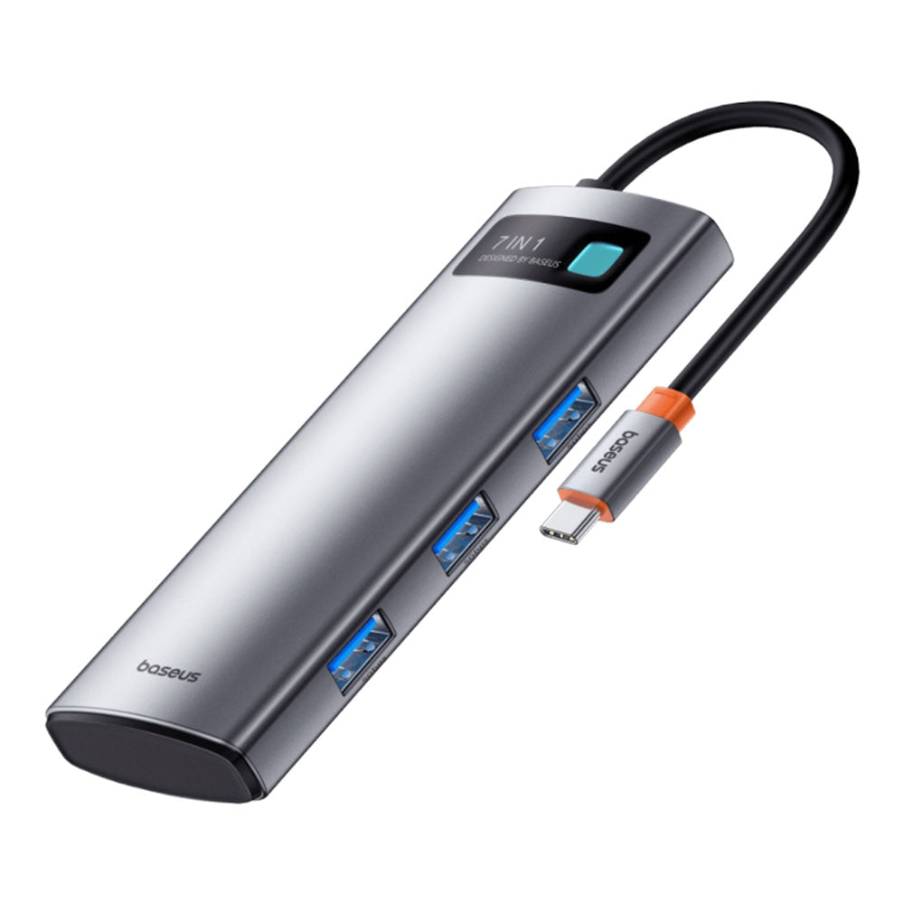 Baseus - Docking - Type-C to HDMI 4K@60Hz, 3 x USB, Type-C, SD, TF - Space Grey