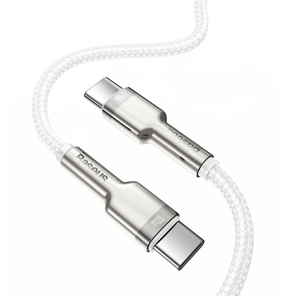 Baseus - Data Cable - Type-C to Type-C, 100W, 480Mbps, 20V, 5A, 1m - White