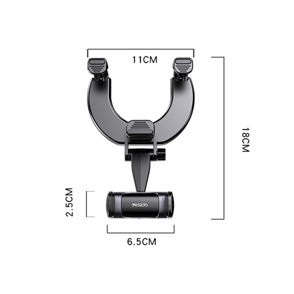 Yesido - Car Holder (C193) - for Rearview Mirror, Adjustable Angle - Black