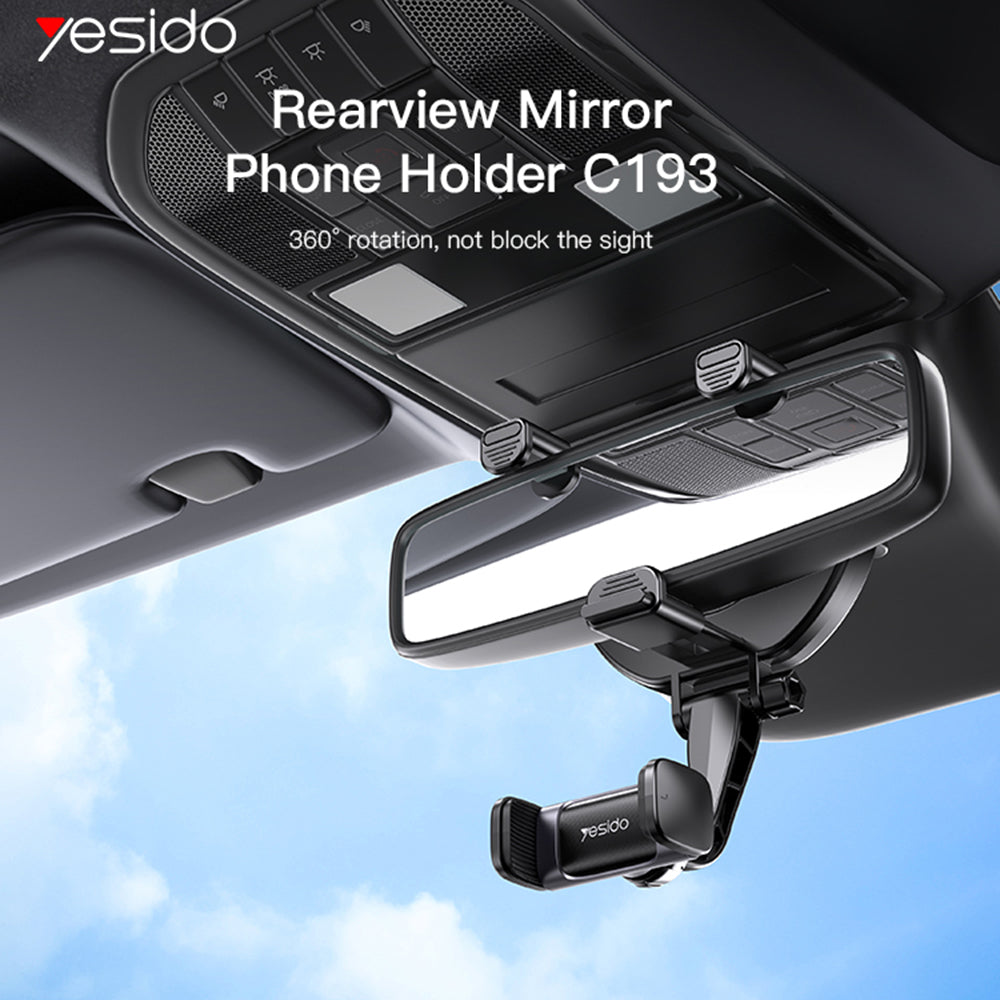 Yesido - Car Holder (C193) - for Rearview Mirror, Adjustable Angle - Black