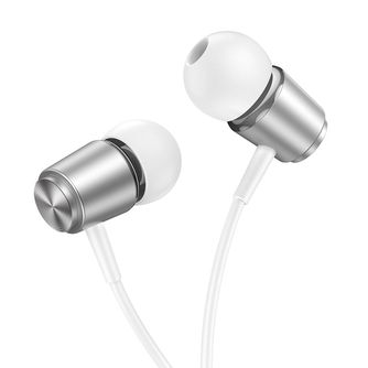 HOCO wire earphones Jack 3,5 mm with microphone M108 silver