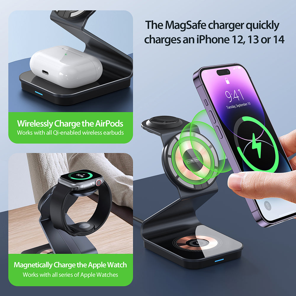 Wireless Charging Station 3in1 (W15) - MagSafe, for iPhone, Watch, AirPods