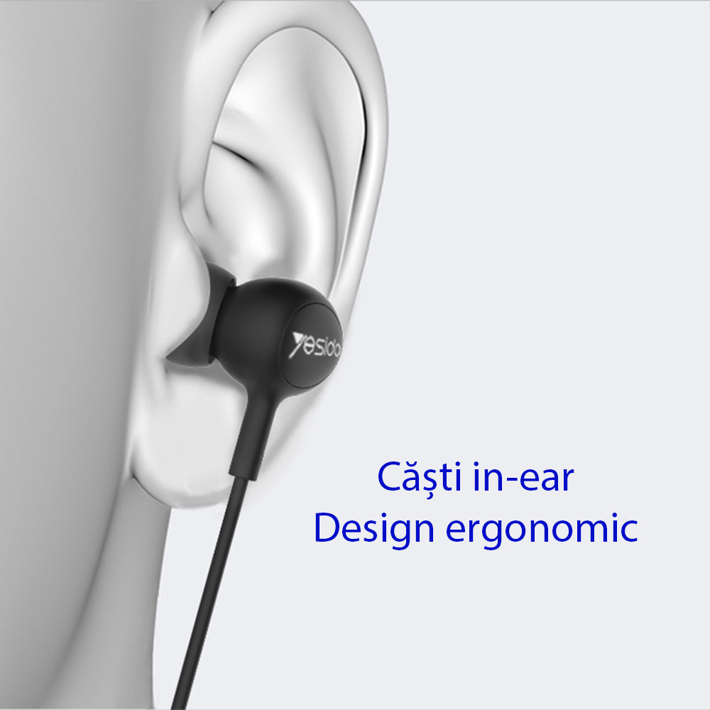 Stereo Earphones (YH13) - 3.5mm, Microphone, 1.2m - Black