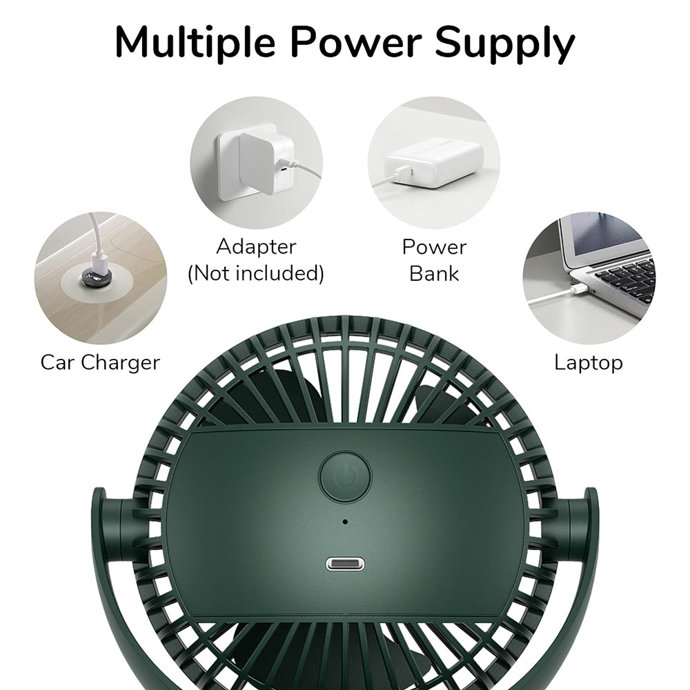 JisuLife - Premium Mini Clip Fan Life1 - Portable, 4000mAh - Green